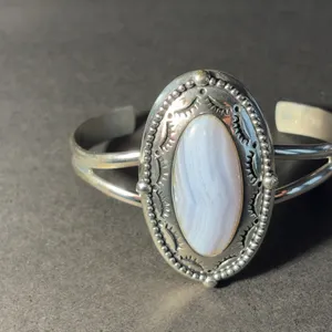 Southwest Sterling Blue Agate Cuff Bracelet