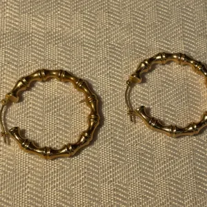 14K Bamboo Style Hoop Earrings