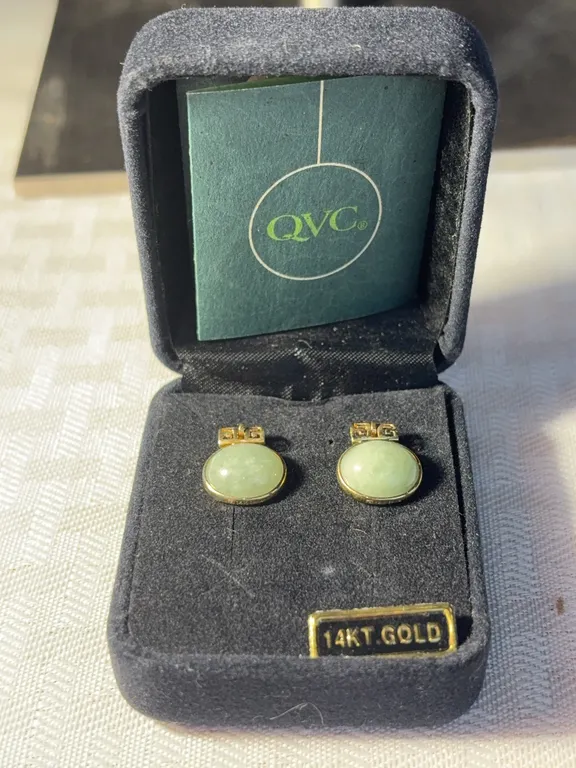 14K Chinese Jade Earrings