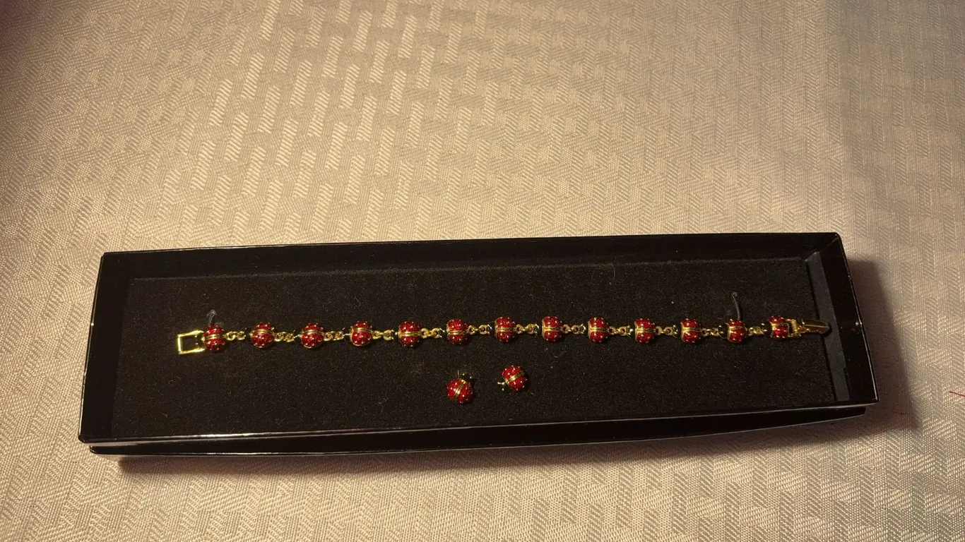 Joan Rivers Ladybug Bracelet and Earrings