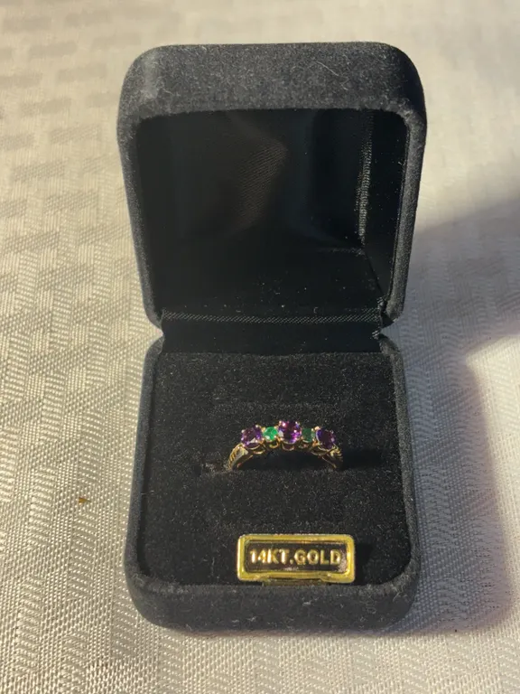 14K Amethyst and Emerald Ring