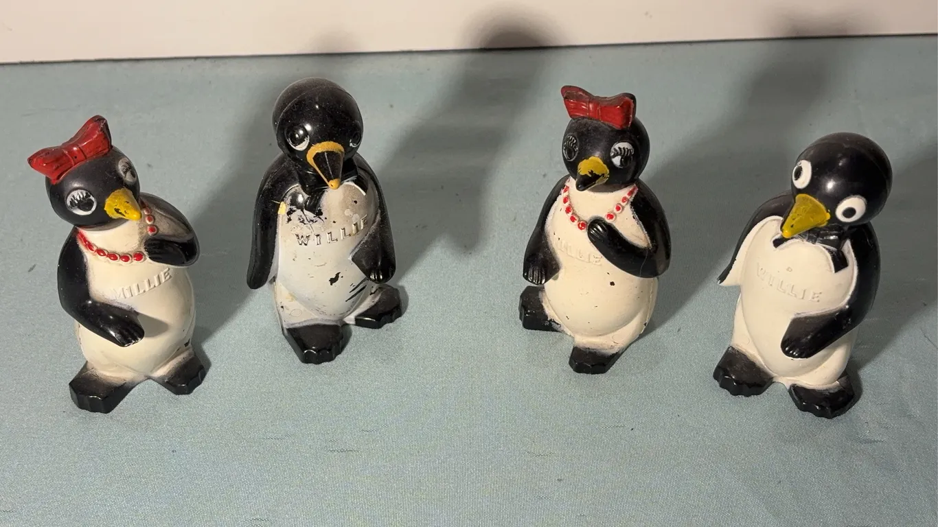 Two Vintage Willie and Millie Penguin Salt & Peppers