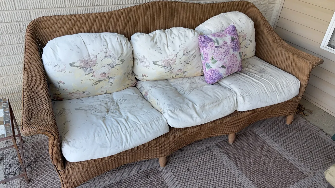 Faux Wicker Indoor/Outdoor Sofa