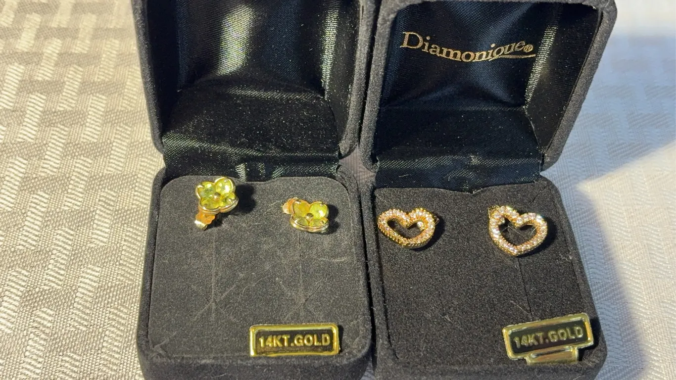 Two Pair 14 karat Gold Earrings
