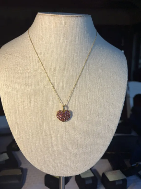 14K Pink Tourmaline Heart Pendant with Chain