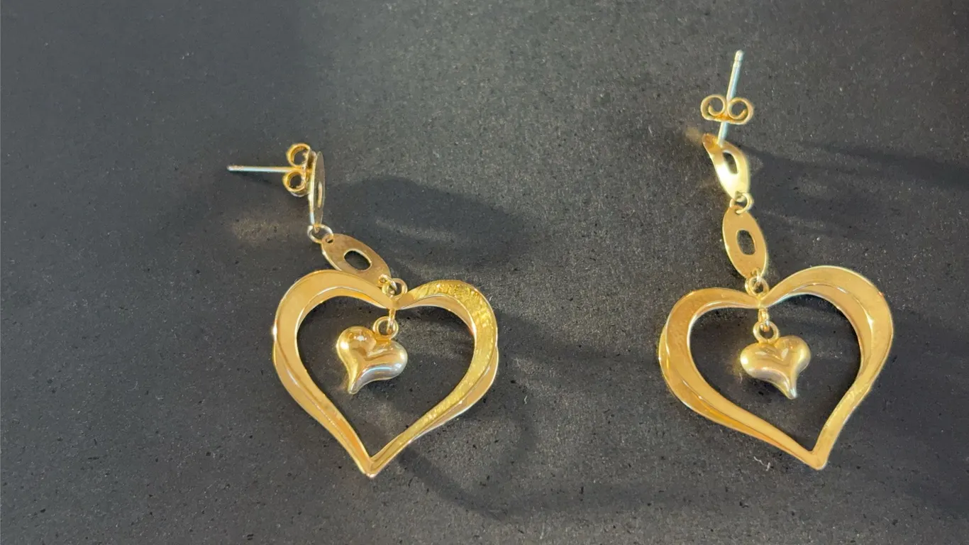 14K Heart Shaped Earrings