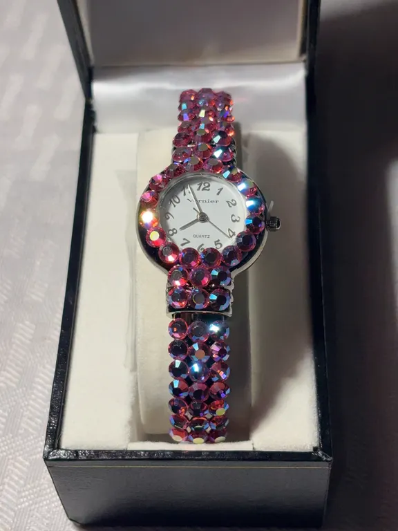 Vernier Pink Rhinestone Watch
