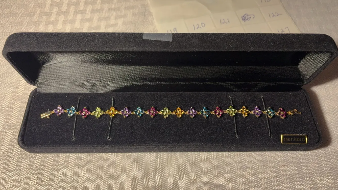 14K Gemstone Cluster Bracelet