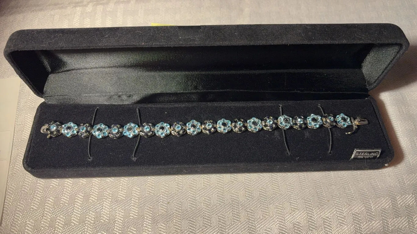 Sterling Sapphire and Blue Topaz Floral Bracelet