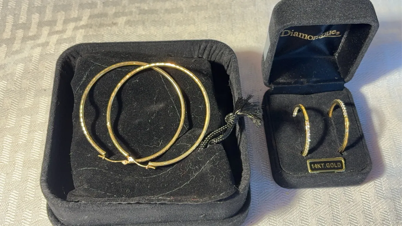 Two Pair 14K Hoop Earrings