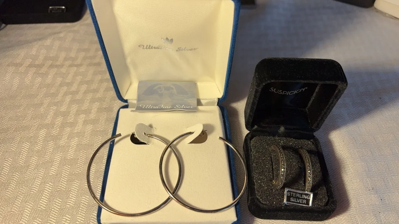Two Pair of Sterling Hoop Earrings