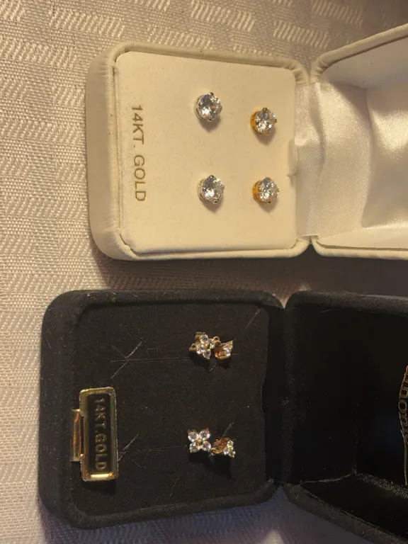 Three Pairs 14K Stud Earrings