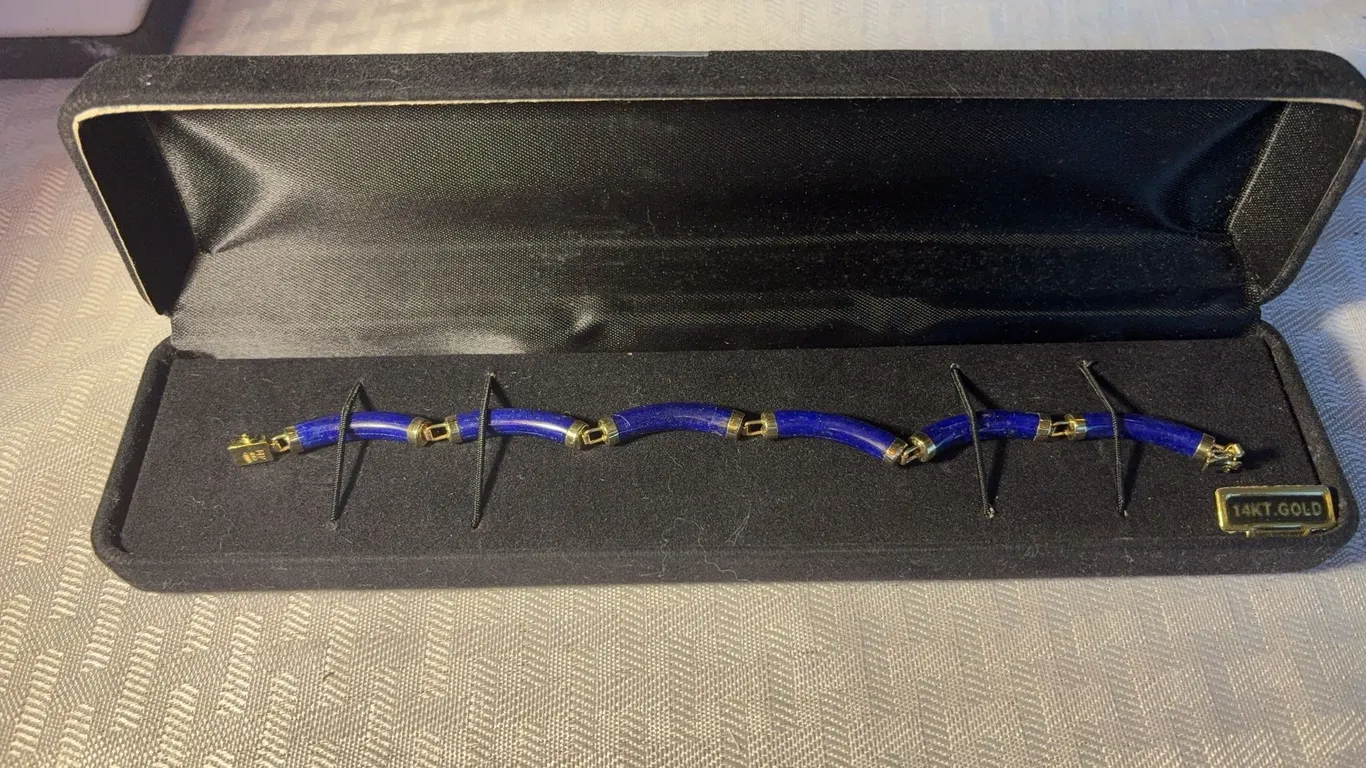 14K Lapis Tube Segmented Bracelet