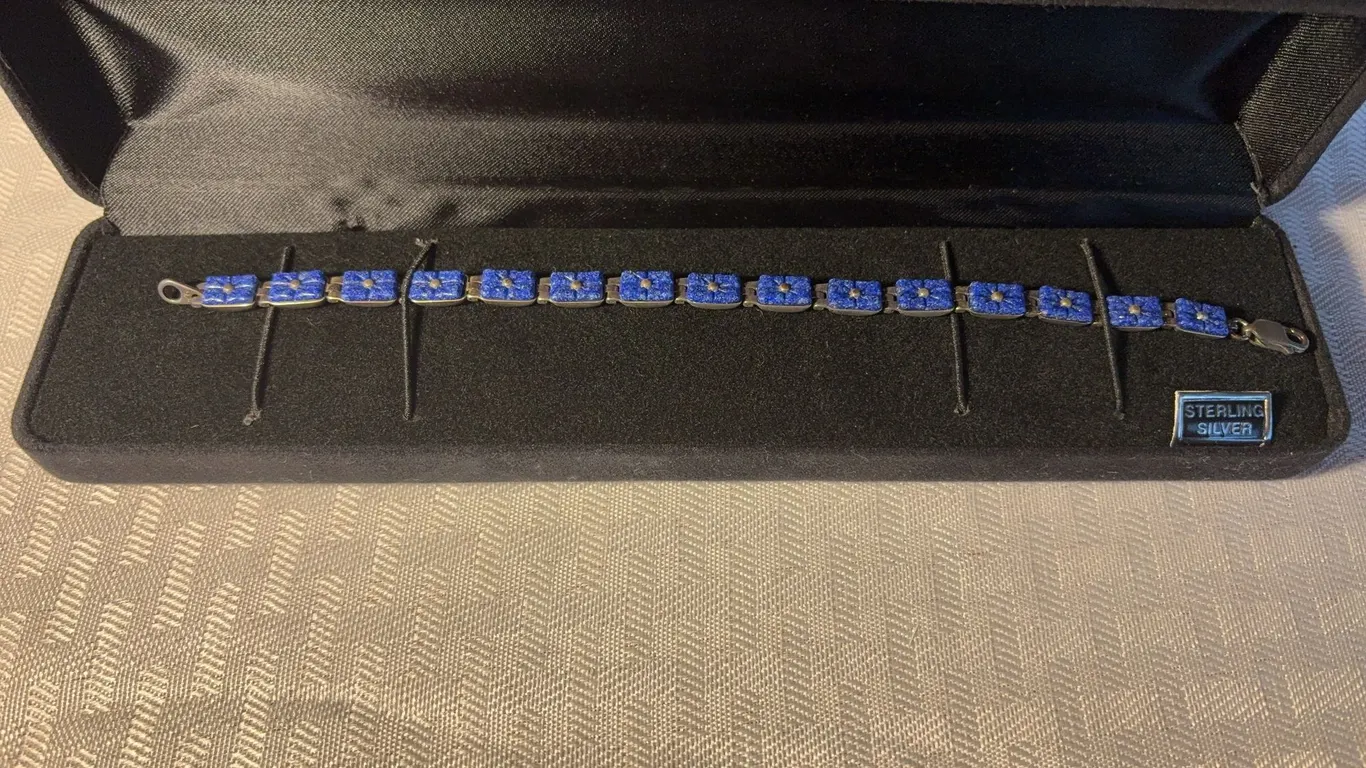 SW Blue Lapis Floral Bracelet Sterling