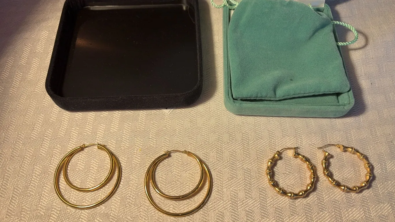 Two Pairs of 14K Hoop Earrings