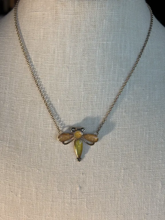 Sterling 16 Inch Necklace With Dragonfly Pendant