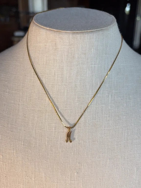 14K Necklace with Monogrammed M Pendant