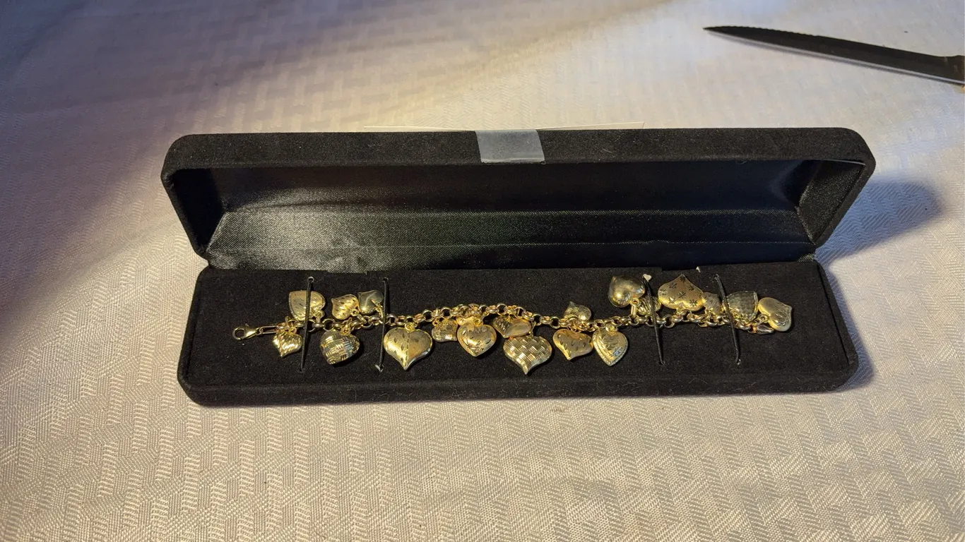 14K Heart Charm Bracelet
