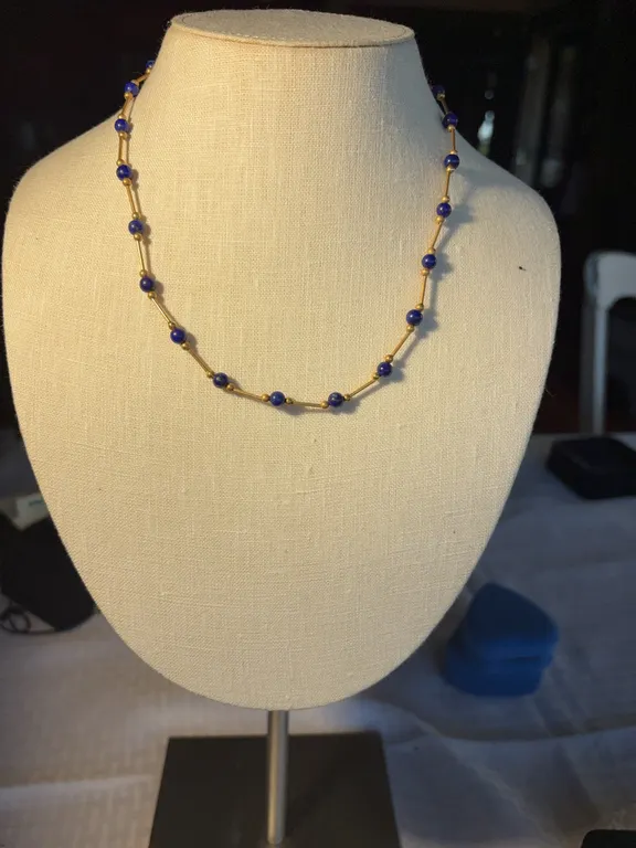 14K Lapis Necklace 18 Inches