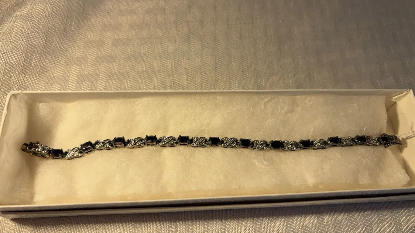 Sterling 7 1/2 Inch Bracelet With Stones