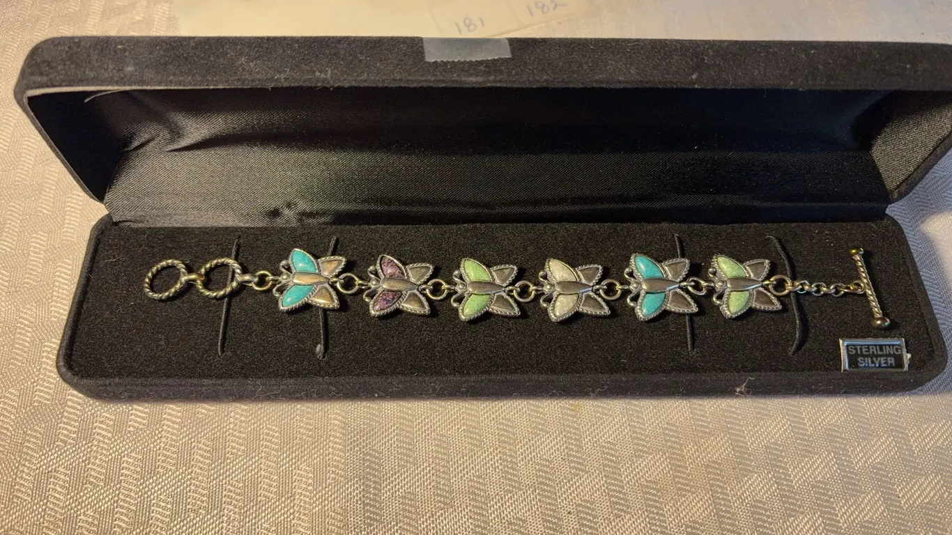 SW Sterling and Turquoise Butterfly Bracelet