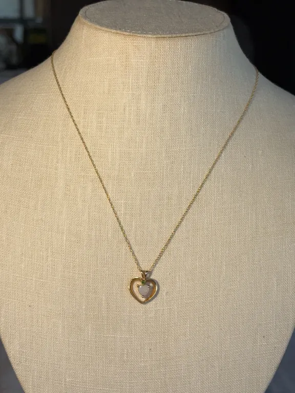14K Heart Shaped Opal and Emerald Necklace