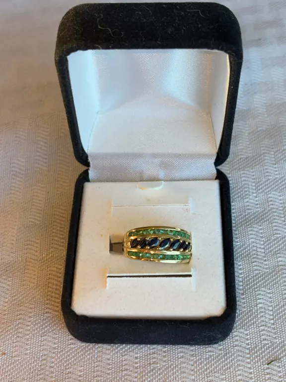 14K Sapphire and Emerald Ring
