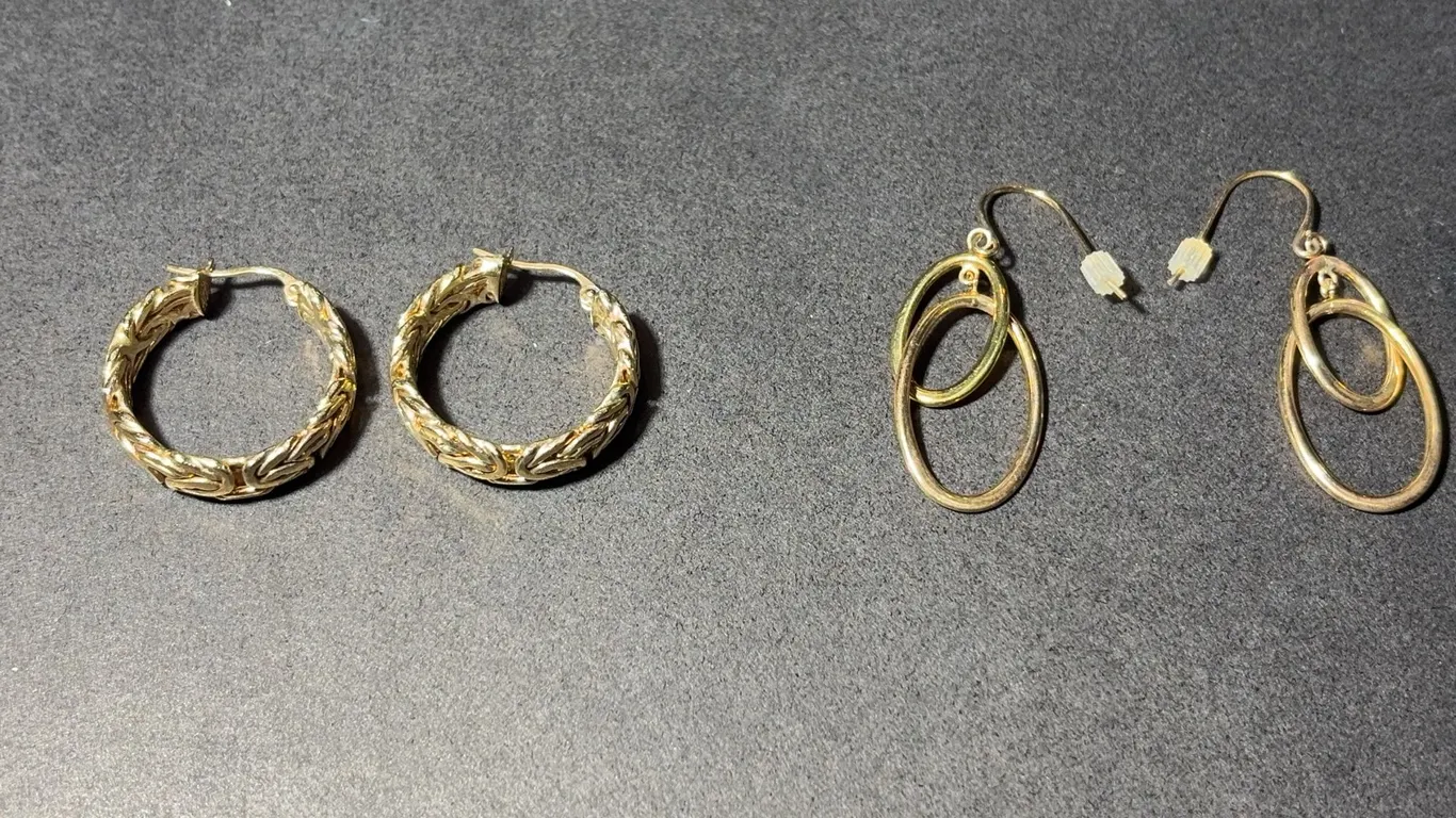 Two Pairs 14K Loop Earrings