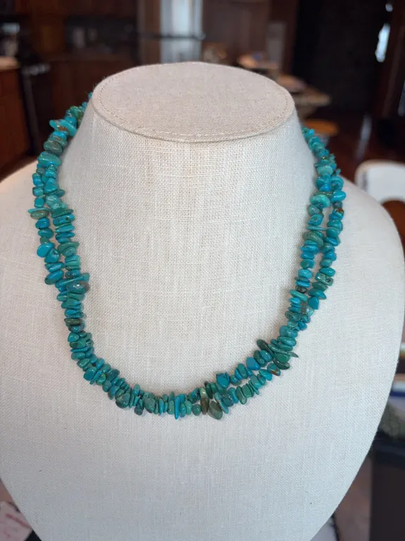 SW Double Strand Turquoise Nugget Necklace
