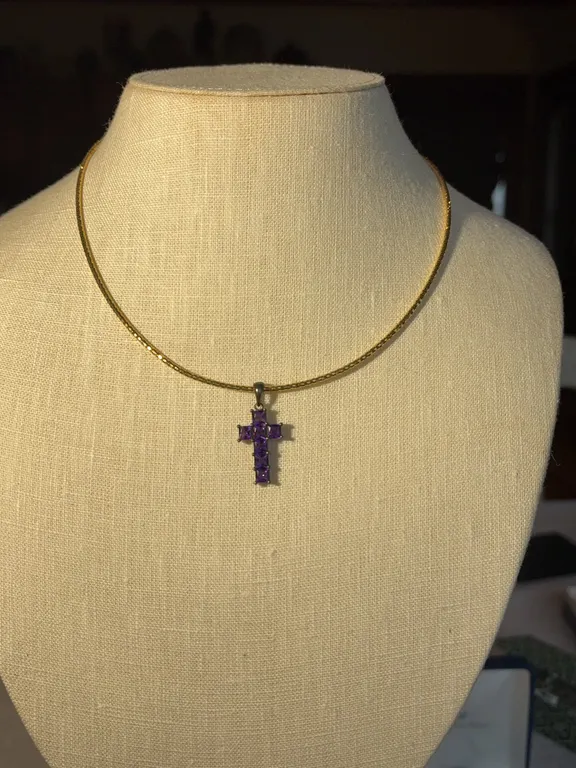 14K 16 1/2 Inch Necklace with Amethyst Pendant