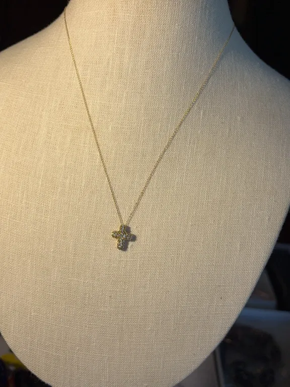 14K Necklace with Diamonique Cross