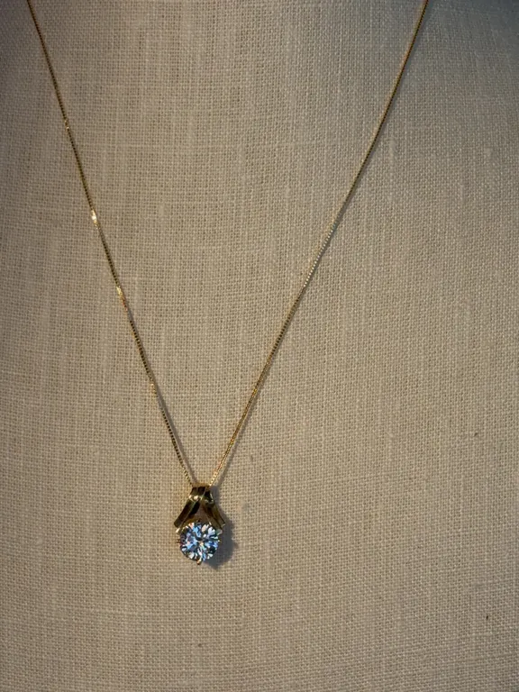 14K Necklace with Diamonique Pendant