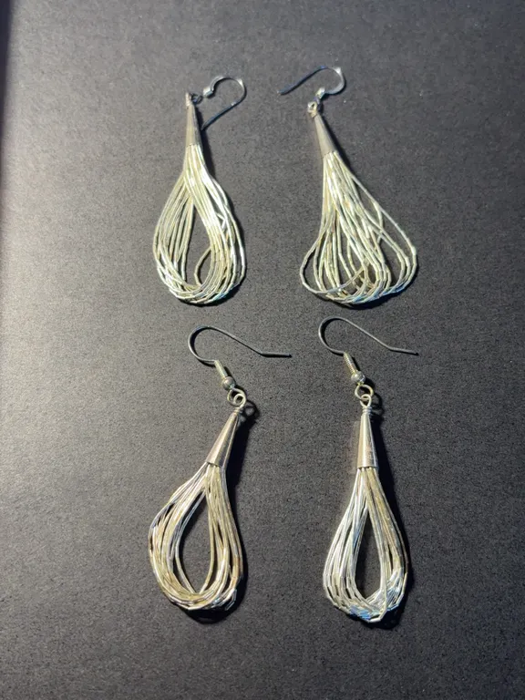 Two Pairs of Sterling Silver Strand Earrings