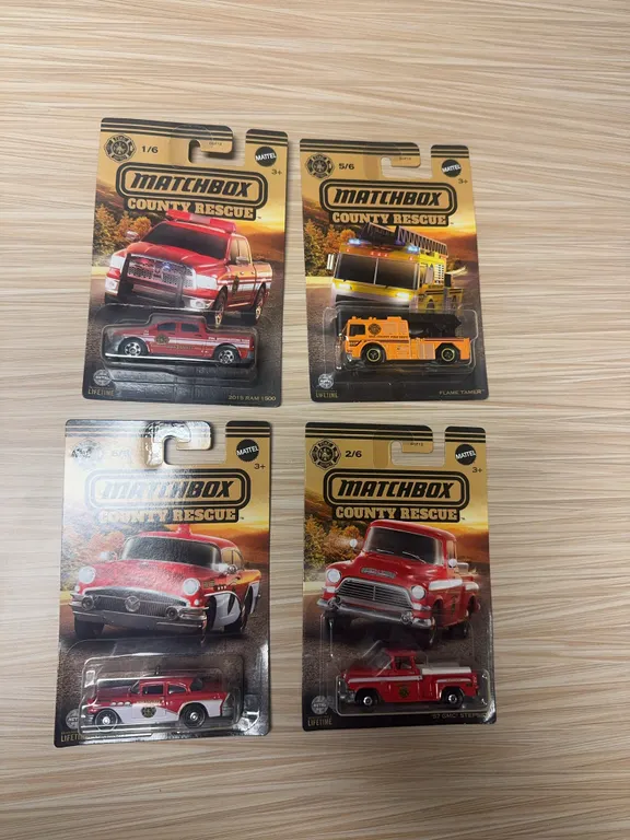 MATCHBOX 2023 COUNTRY RESCUE: 2015 ram 1500#1 – flame tamer #5–1956 Buick century #6 - 57 GMC stepsi