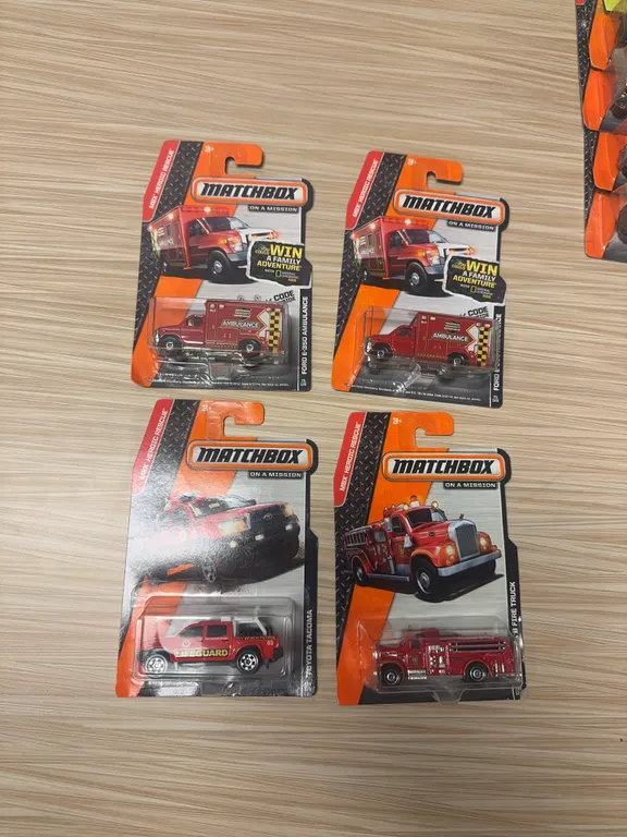 MATCHBOX 2013: Ford E350 ambulance #75 – Toyota Tacoma #105–1963 Mac B firetruck #100