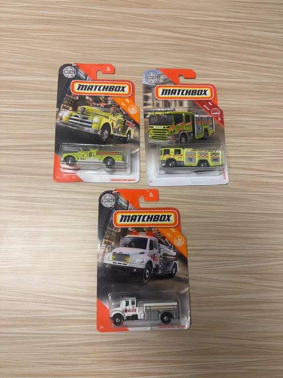 MATCHBOX 2019: Seagrave fire engine #26 – Scania P360#5 – freightliner M2 106#34