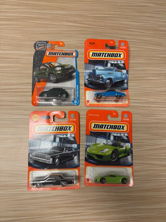 MATCHBOX: 2016 Fiat 500 X / 1941 Cadillac series 62 convertible coupe / 1964 Lincoln Continental / P