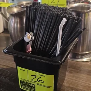 Poly chopsticks with 1/6 poly insert pan. Pan measures 6" deep. Features black plastic construction and includes chopstick training helper.