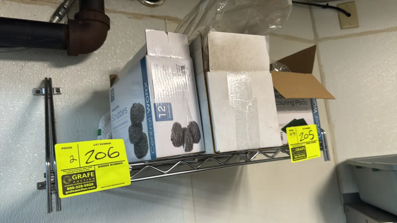 Chrome wire wall-mount shelves. Features chrome wire construction with wall mounting brackets. 24" x 12". Contents not included.
