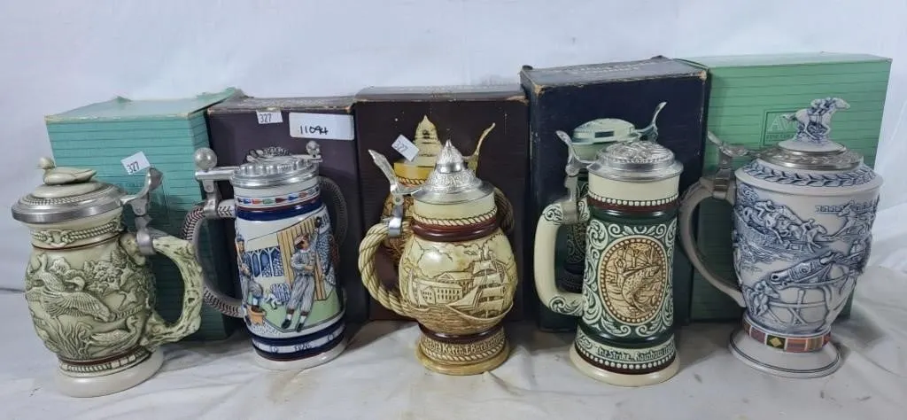 Five Vintage Steins in Original Box's