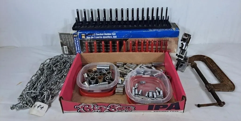 Socket Holder Set, Sockets, 14' ft Chain, Drill