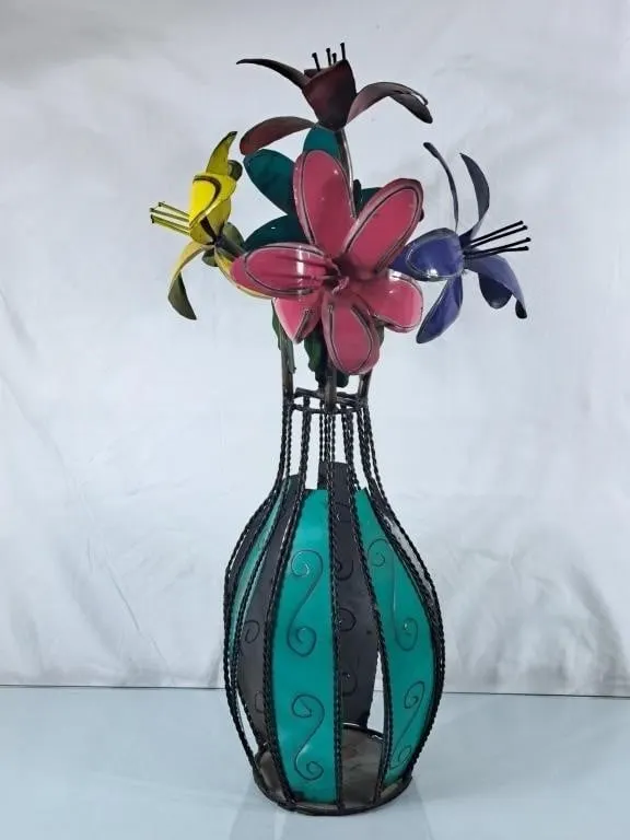 Funky Metal Flower Art - 35"H
