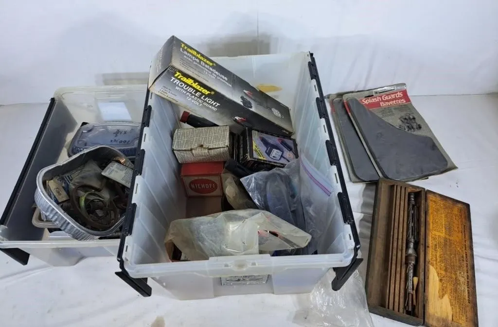 Assortment of Electrical Devices, Screws Nuts and