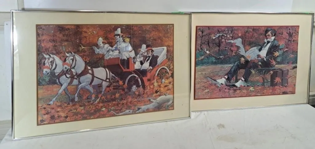 Pair of lovely prints - contemplative sad