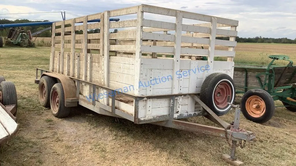 16FT CAR TRAILER WITH WOODEN LIVESTOCK RACKS