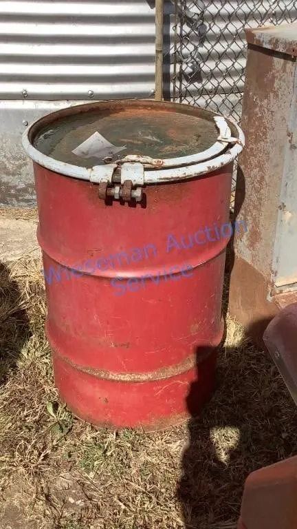 METAL BARREL WITH LID - APPROXIMATELY 30 GALLON