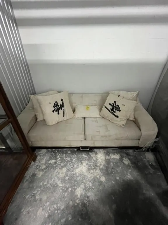 PIECES - CREAM COLOR SOFA & LOVESEAT WITH GOLD ACC