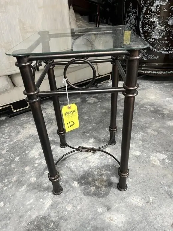 GLASS & METAL END TABLE