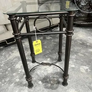 GLASS & METAL END TABLE