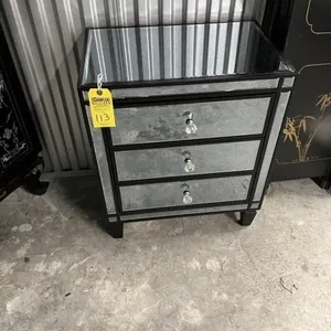 MIRRORED NIGHT STAND WITH 3 DRAWERS - 23.5''Wx15.5